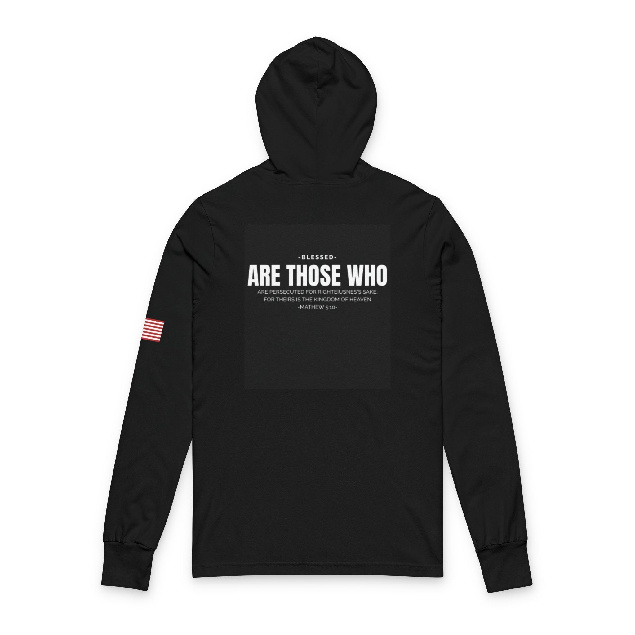 Patriotic Hooded Long Sleeve Tee, Unisex Casual Wear, Ideal for Memorial Day, Remembrance Events, Comfortable Everyday Style, Text Design